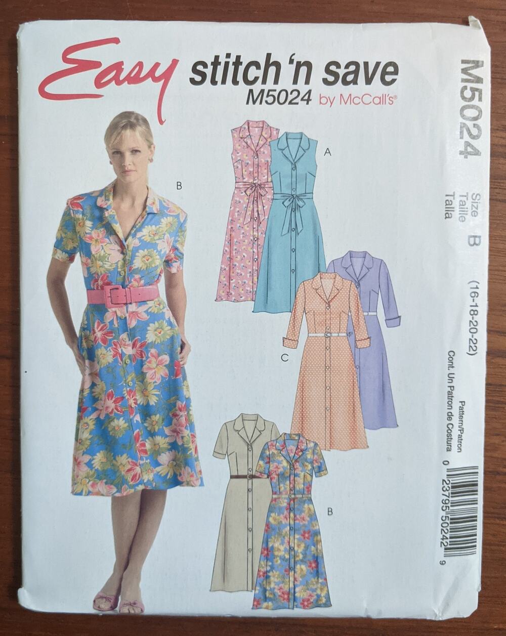 McCalls Pattern 5024 Dress Size 16-22